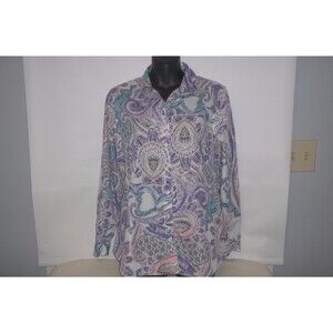 Chico’s 1 (S/M) Multi- Print Long Sleeve No-iron Button Front Shirt